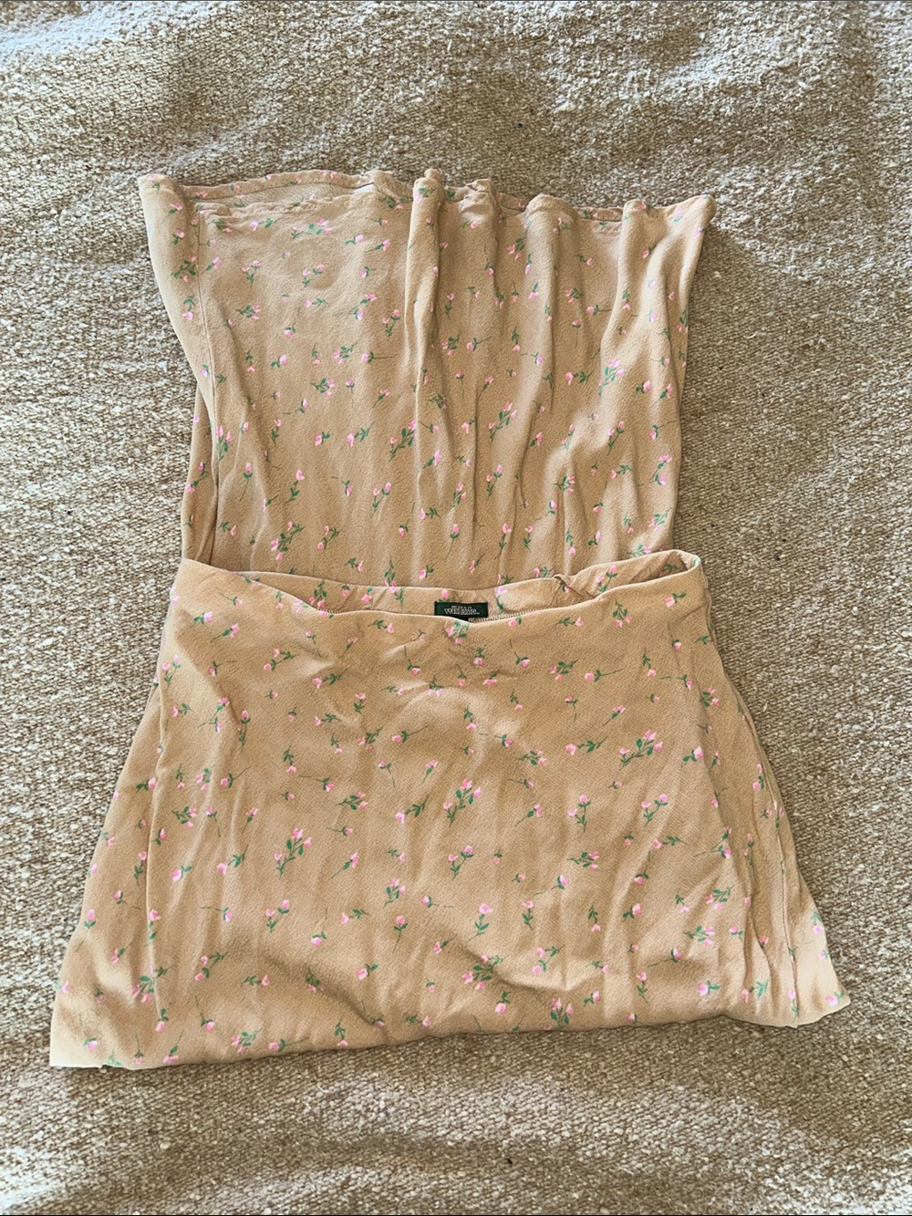 wild fable Tan Floral Skirt with Pink and Green Print